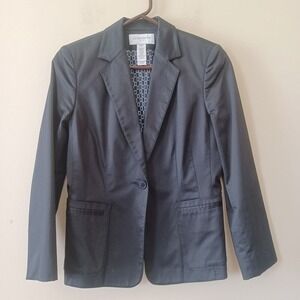 Liz Claiborne Black Blazer 8 Petite Classic Tailored Academia Office Career Wear